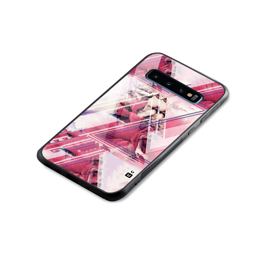 Pink Rose Abstract Glass Back Case for Galaxy S10