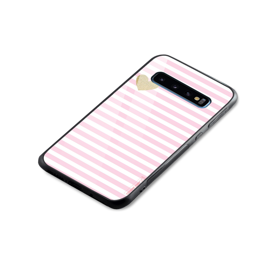 Pink Stripes Glass Back Case for Galaxy S10