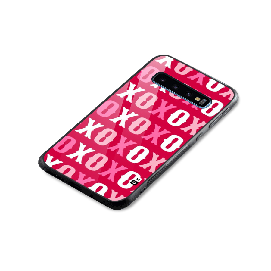 Pink White Xoxo Glass Back Case for Galaxy S10