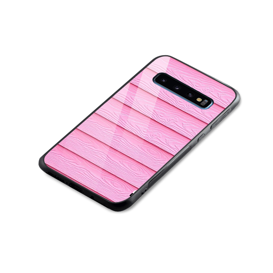 Pink Wood Glass Back Case for Galaxy S10