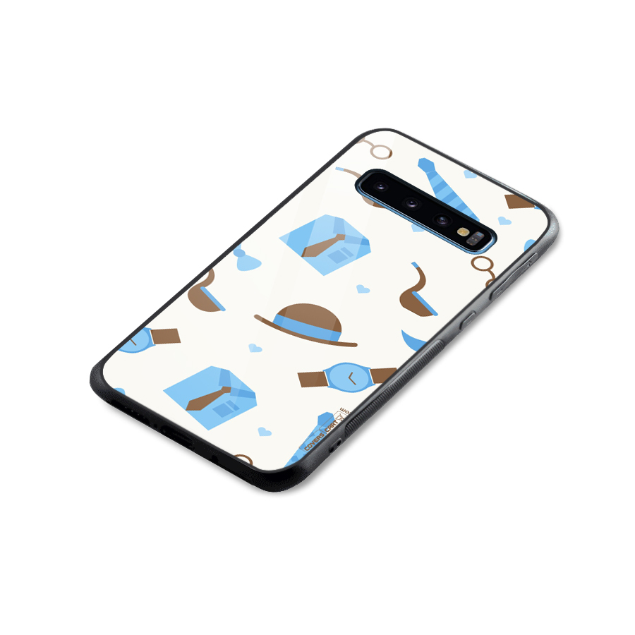 Pipe Hat Watch Pattern Glass Back Case for Galaxy S10