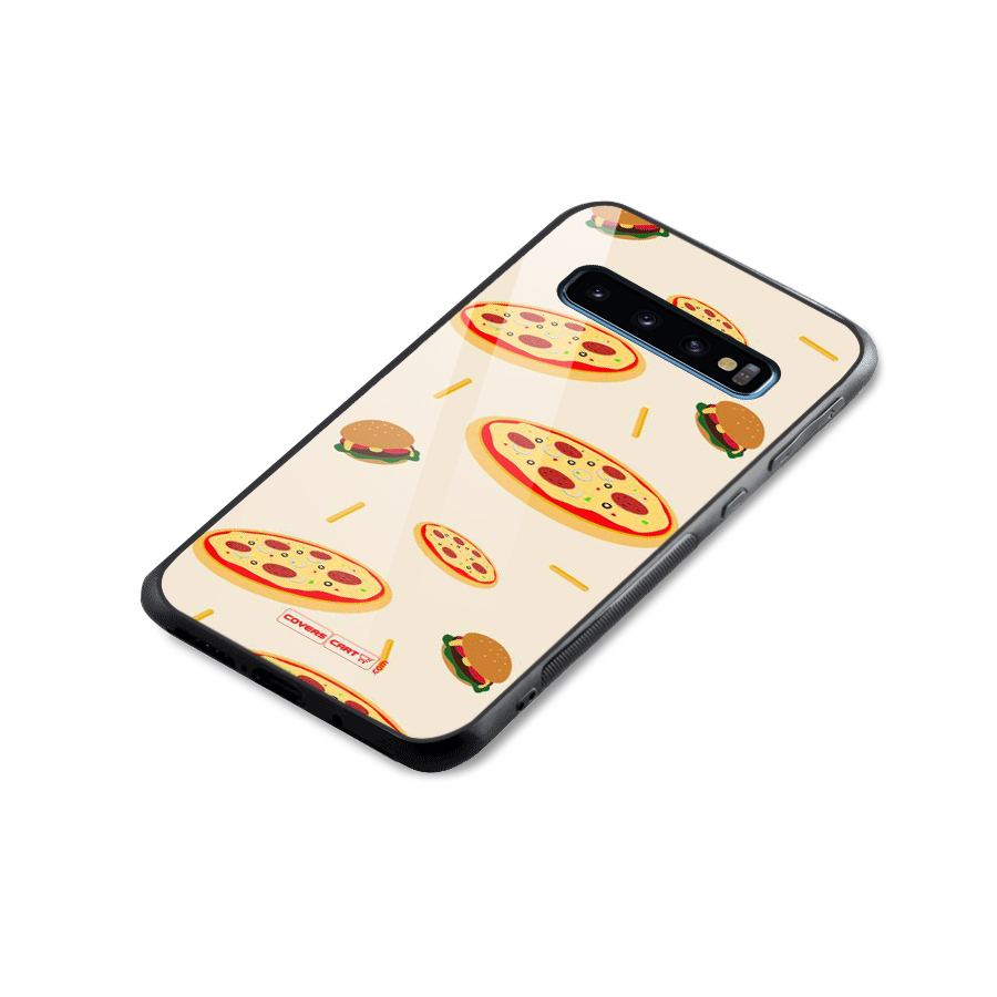 Pizza and Burger Love Glass Back Case for Galaxy S10