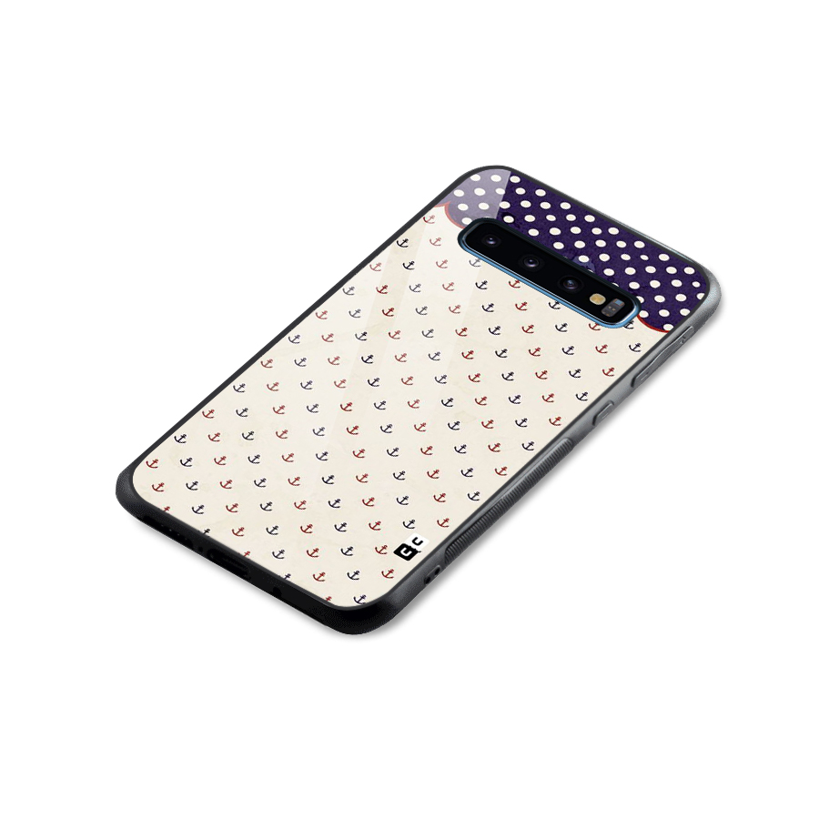 Polka Anchor Glass Back Case for Galaxy S10