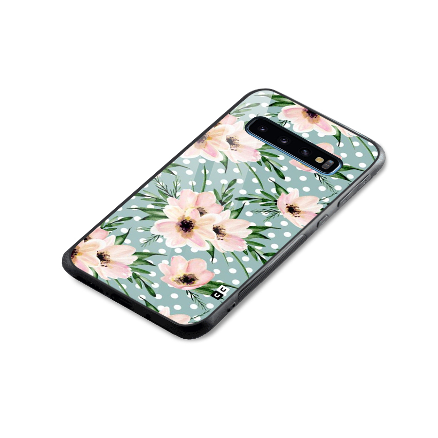 Polka Art Floral Glass Back Case for Galaxy S10