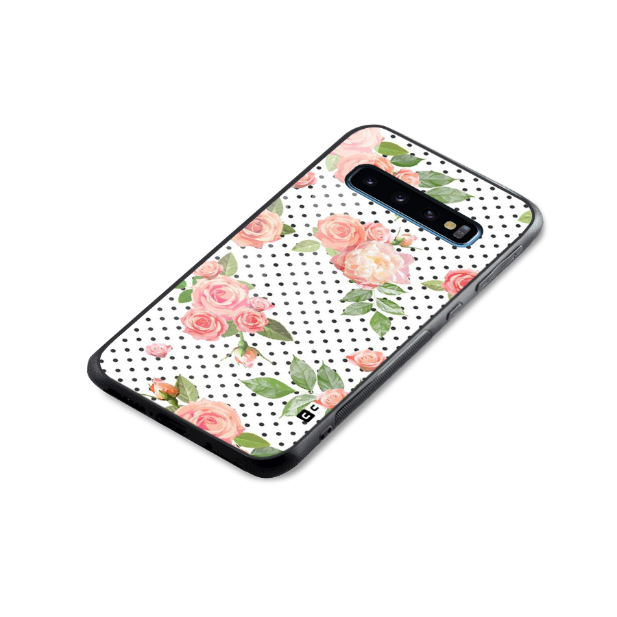 Polka Bloom White Glass Back Case for Galaxy S10