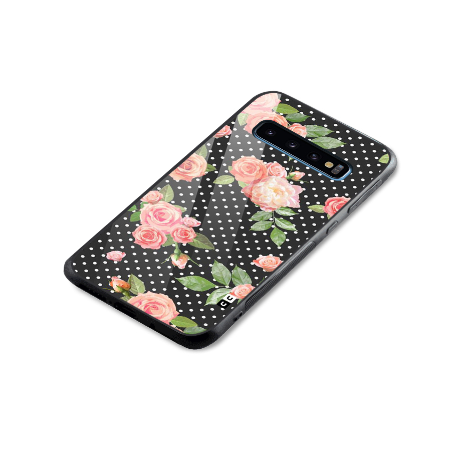 Polka Peach Glass Back Case for Galaxy S10