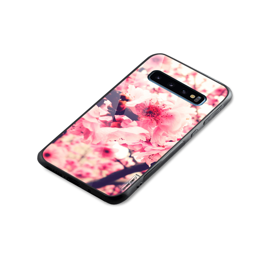 Pretty Pink Flowers Glass Back Case for Galaxy S10