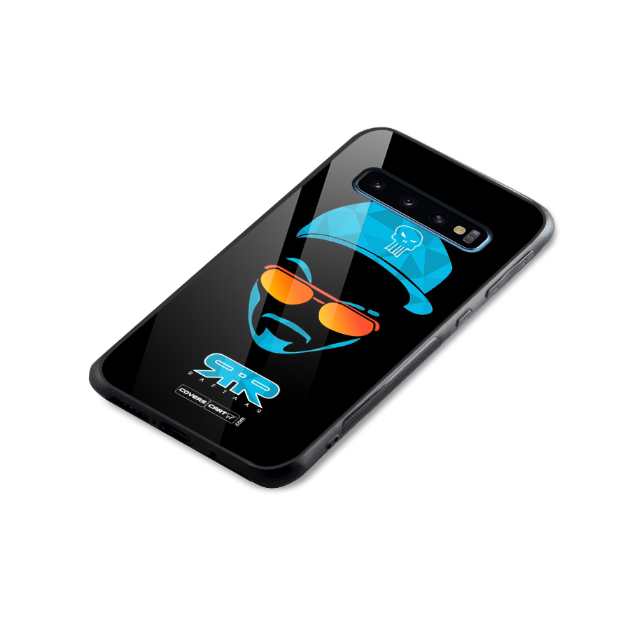 Raftaar Black and Blue Glass Back Case for Galaxy S10