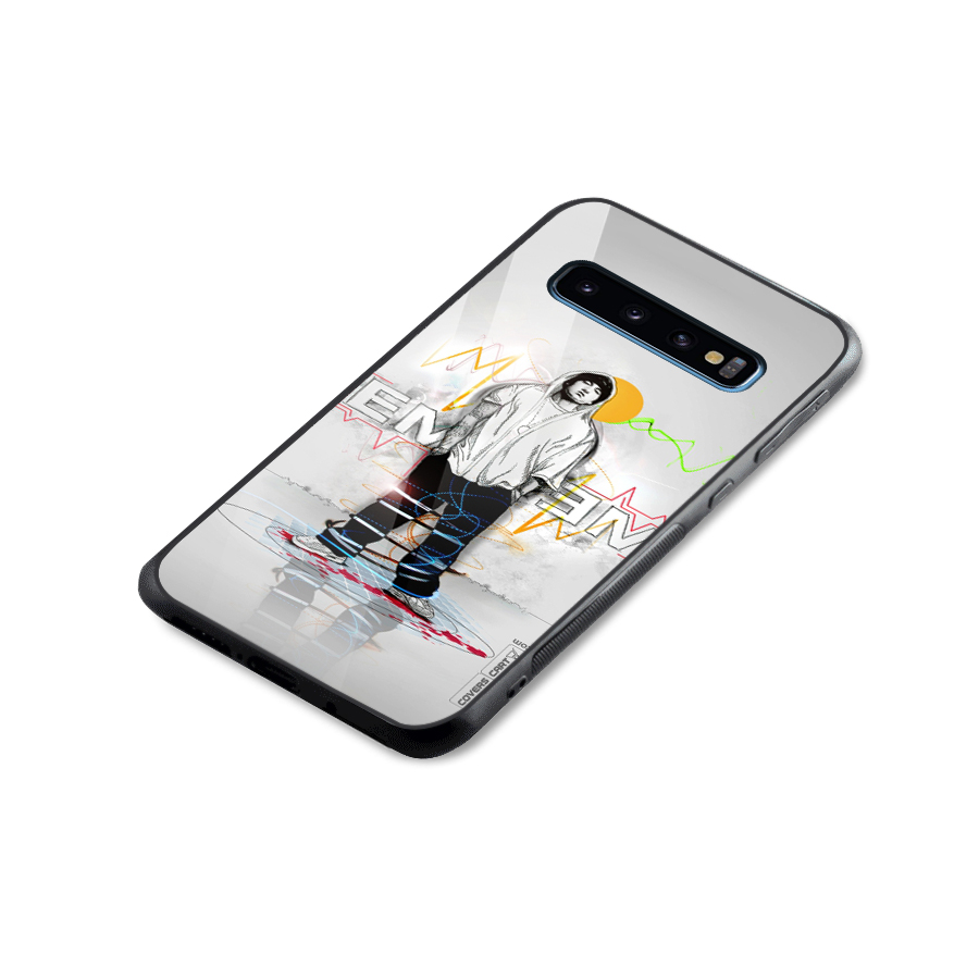 Rap King Eminem Glass Back Case for Galaxy S10