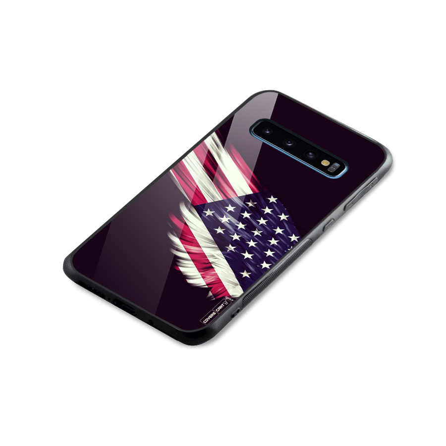 Red And White Stripes Stars Glass Back Case for Galaxy S10