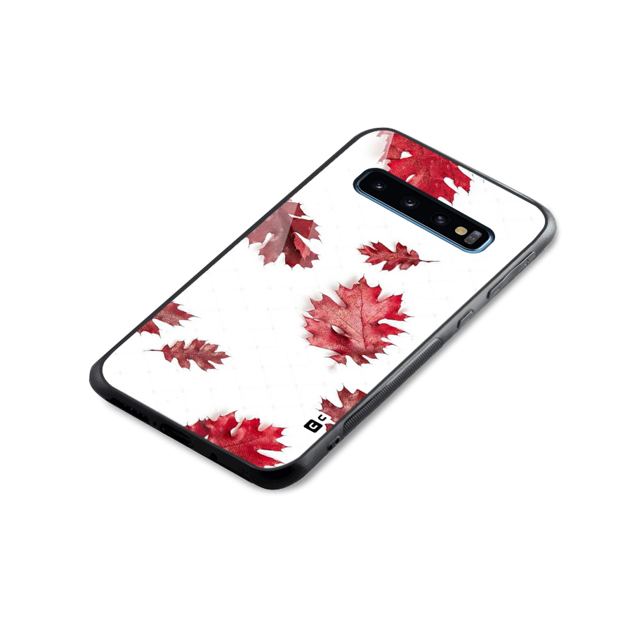 Red Appealing Autumn Leaves Glass Back Case for Galaxy S10