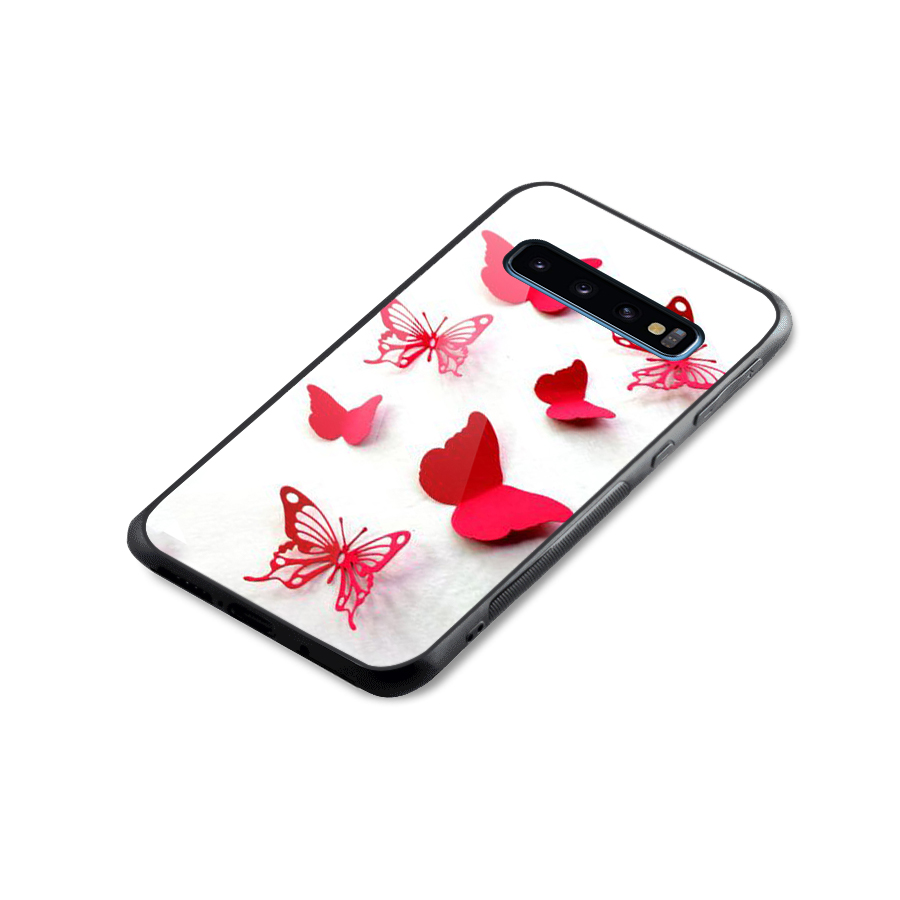 Red Butterflies Glass Back Case for Galaxy S10