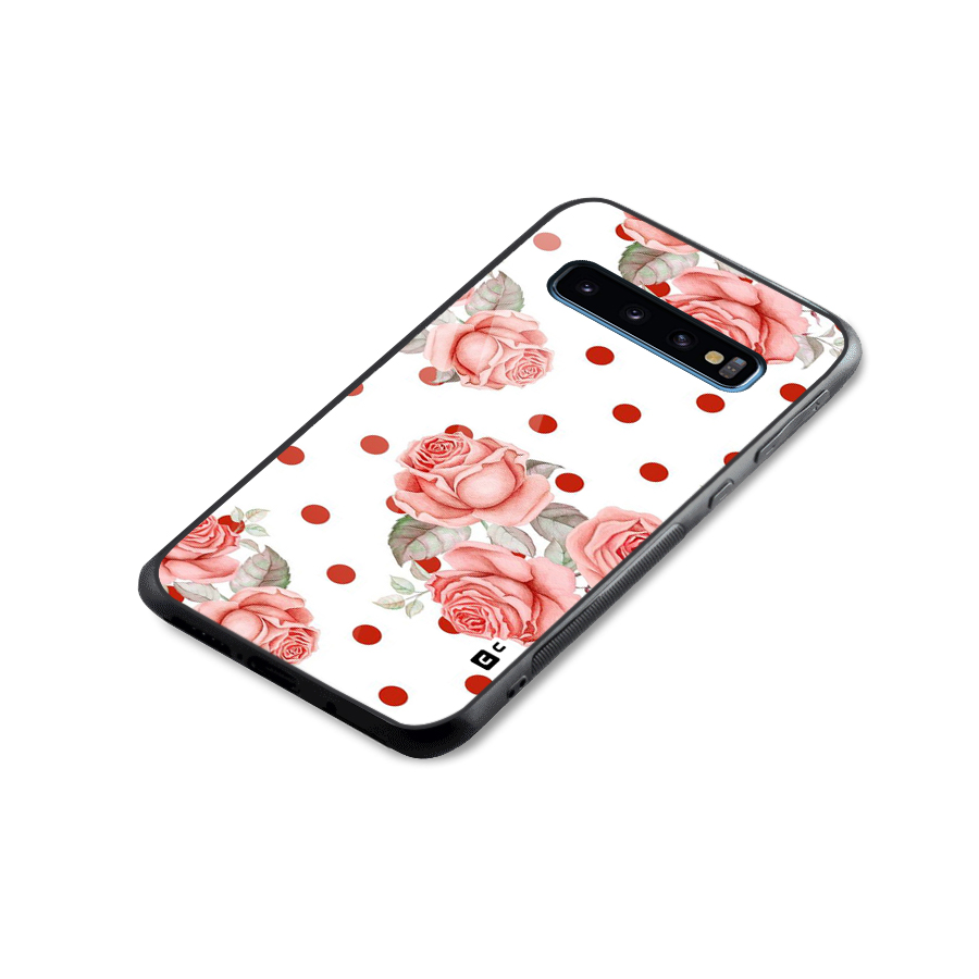 Red Peach Shade Flowers Glass Back Case for Galaxy S10