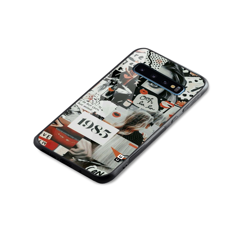 Retro Pattern Glass Back Case for Galaxy S10