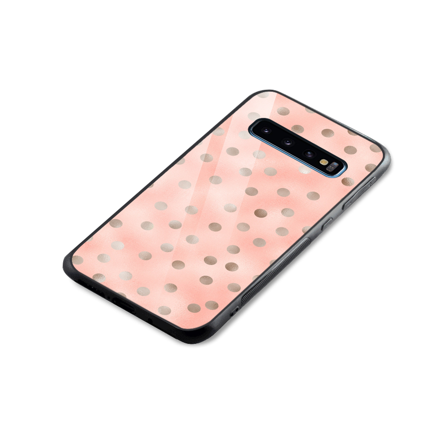RoseGold Polka Dots Glass Back Case for Galaxy S10