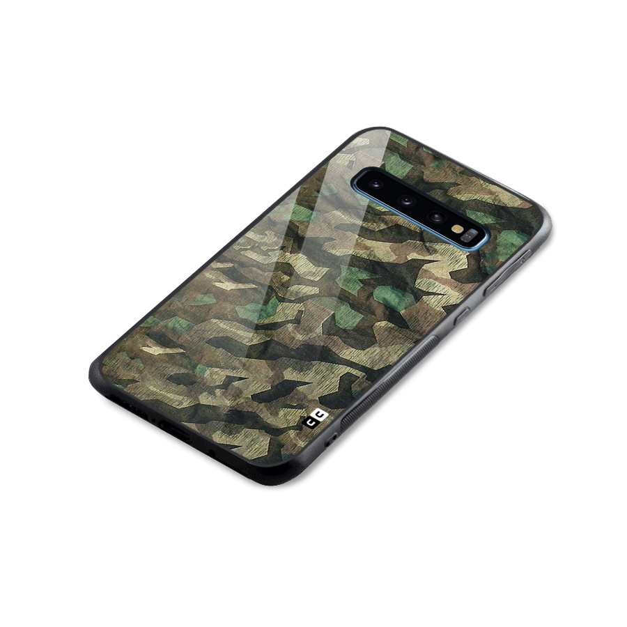 Rugged Army Glass Back Case for Galaxy S10