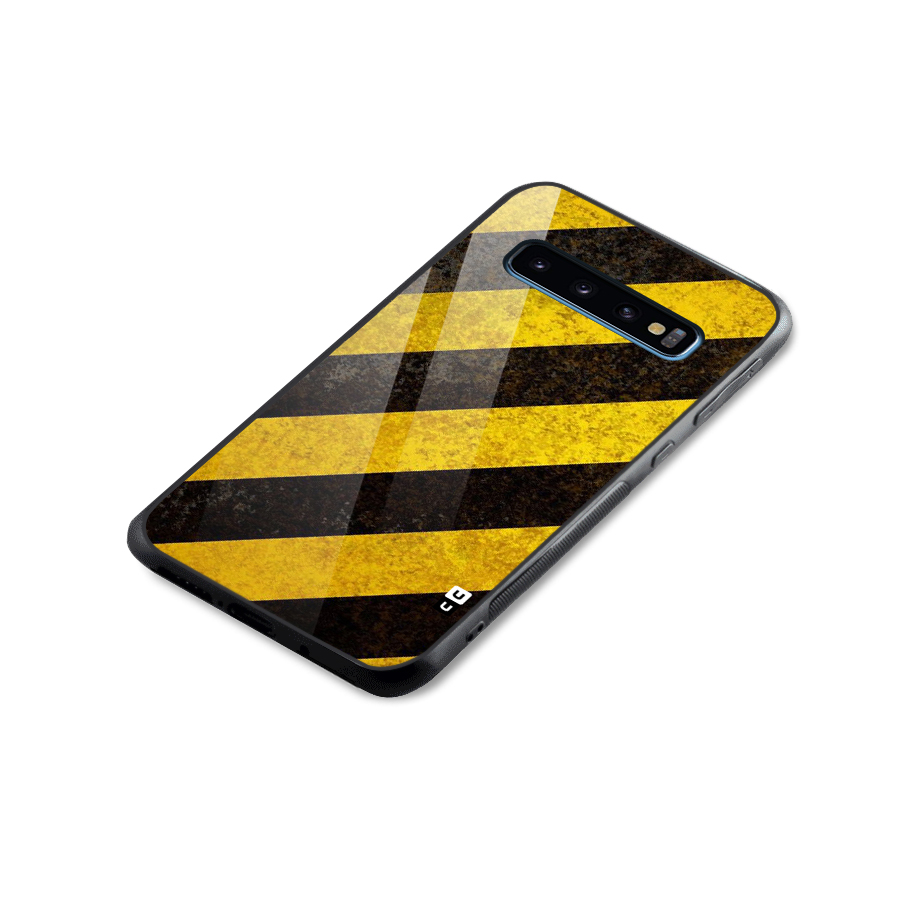 Shaded Yellow Stripes Glass Back Case for Galaxy S10