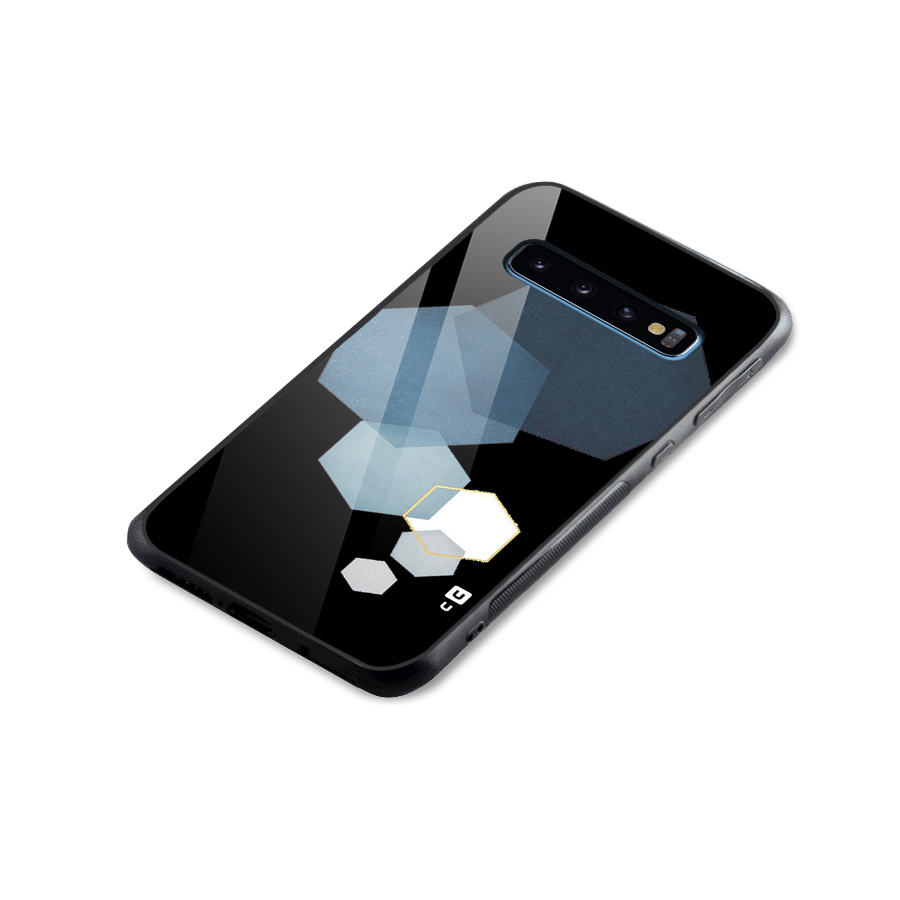 Shades Of Blue Shapes Glass Back Case for Galaxy S10