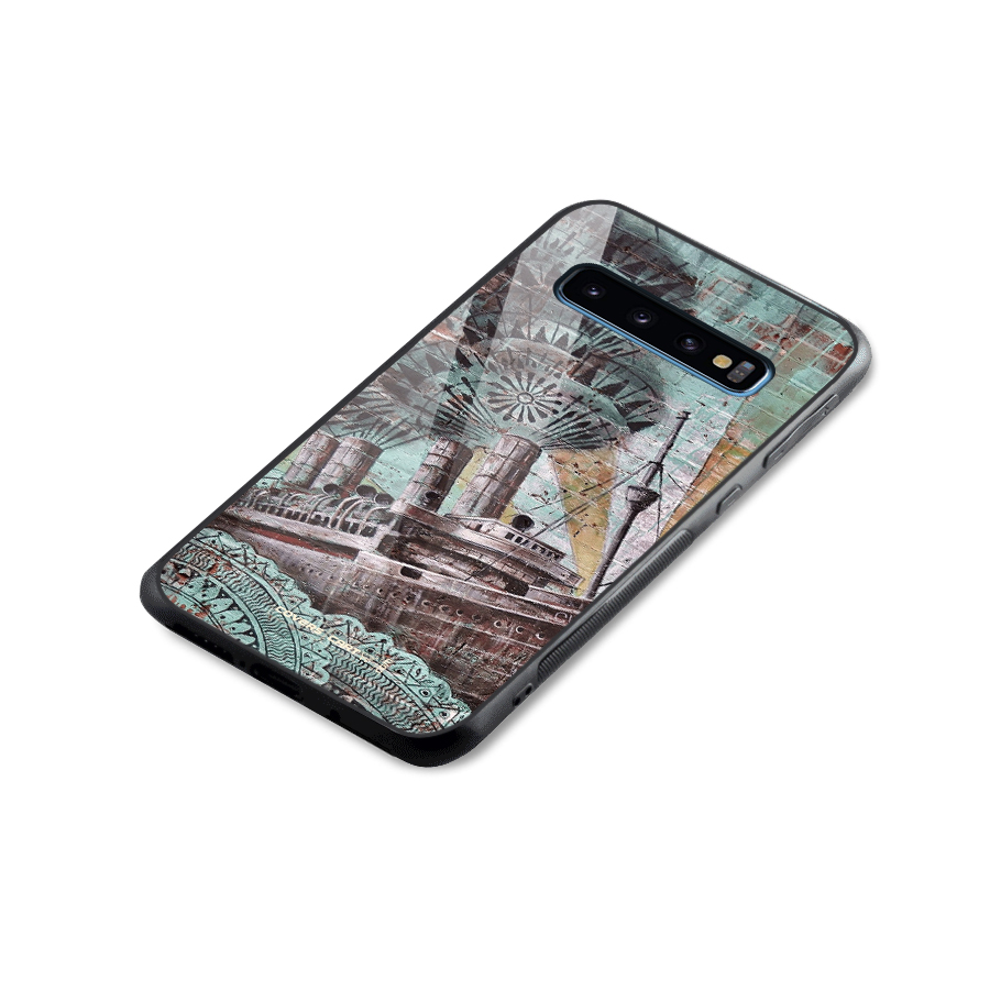 Ship Art Glass Back Case for Galaxy S10