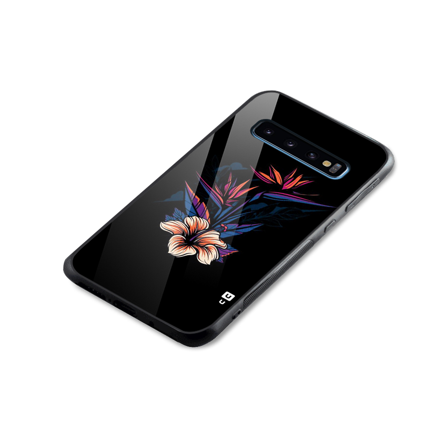 Single Painted Flower Glass Back Case for Galaxy S10