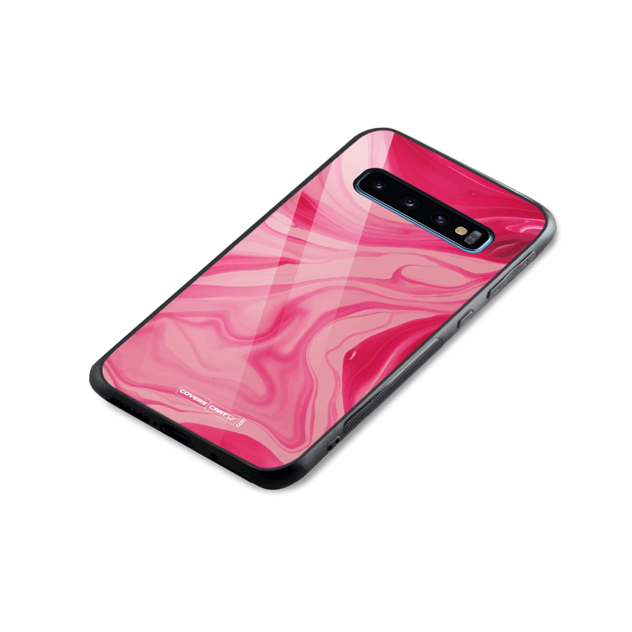 Sizzling Pink Marble Texture Glass Back Case for Galaxy S10