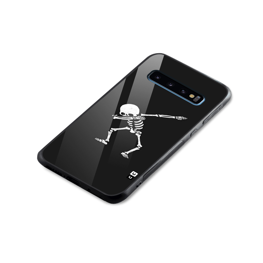 Skeleton Dab White Glass Back Case for Galaxy S10