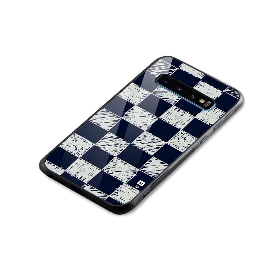 Sketchy Check Design Glass Back Case for Galaxy S10