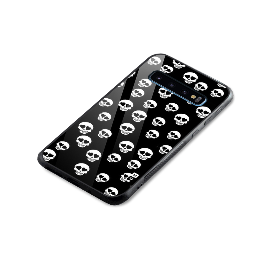 Skull Heart Glass Back Case for Galaxy S10