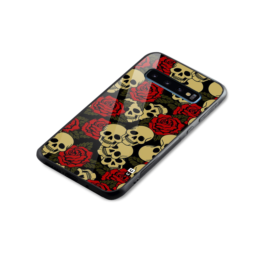 Skulled Roses Glass Back Case for Galaxy S10