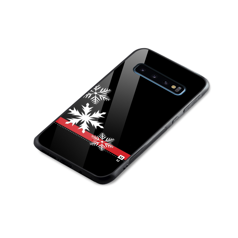 Snowflake Ribbon Glass Back Case for Galaxy S10