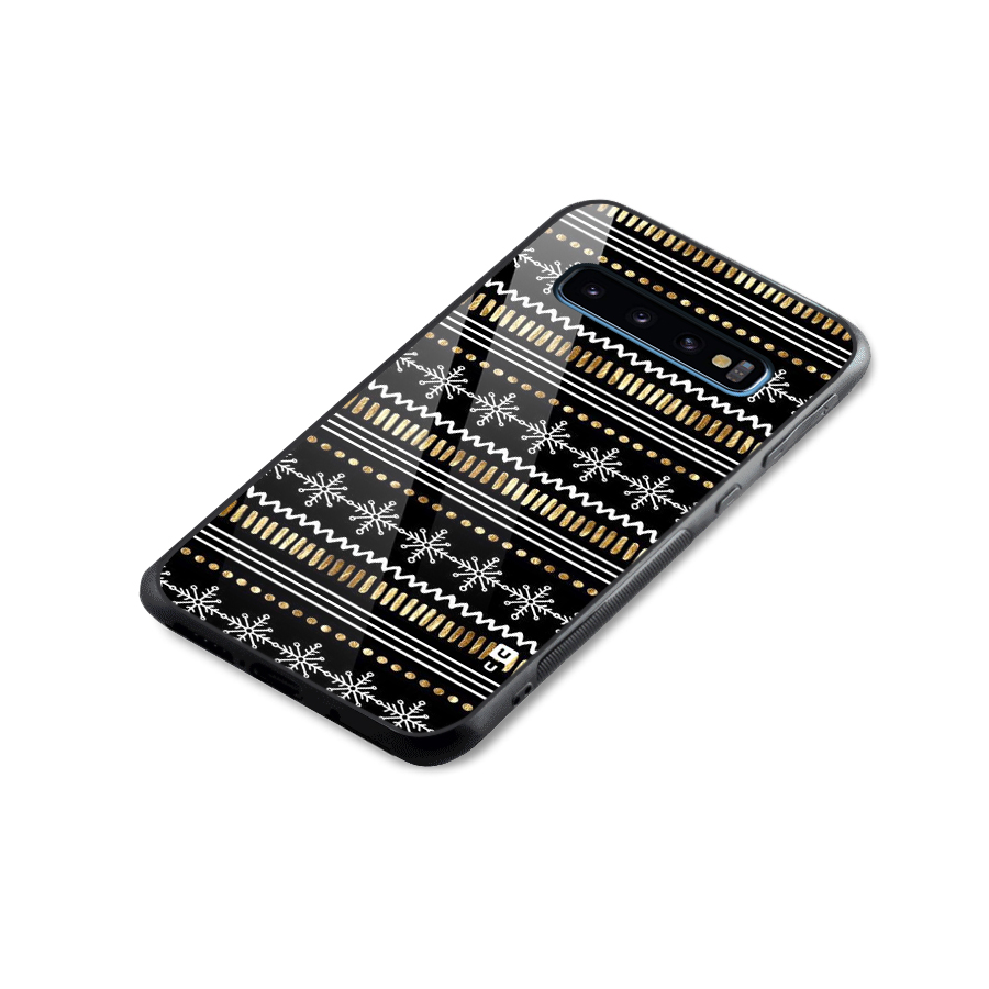 Snowflakes Gold Glass Back Case for Galaxy S10