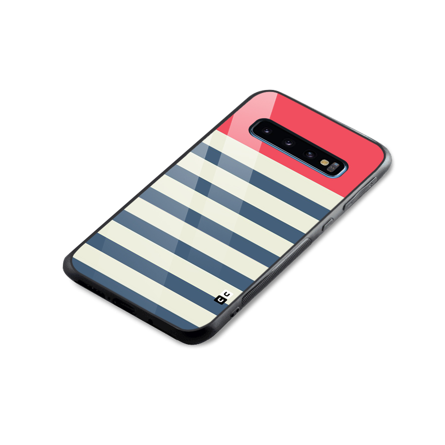 Solid Orange And Stripes Glass Back Case for Galaxy S10