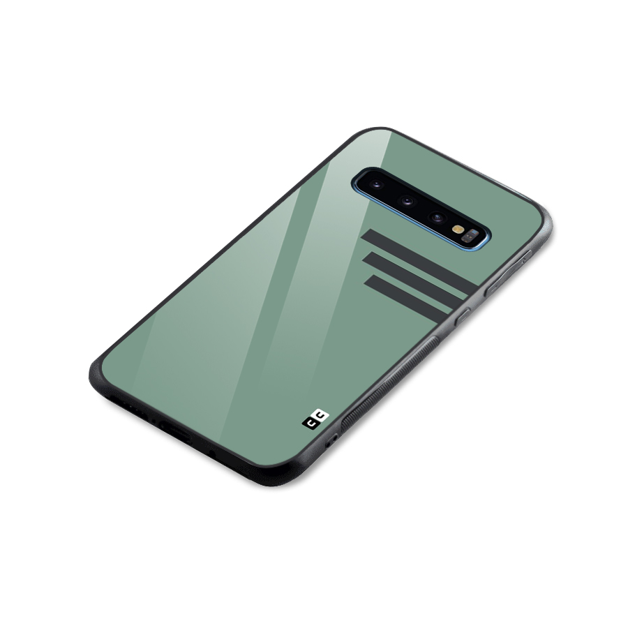 Solid Sports Stripe Glass Back Case for Galaxy S10
