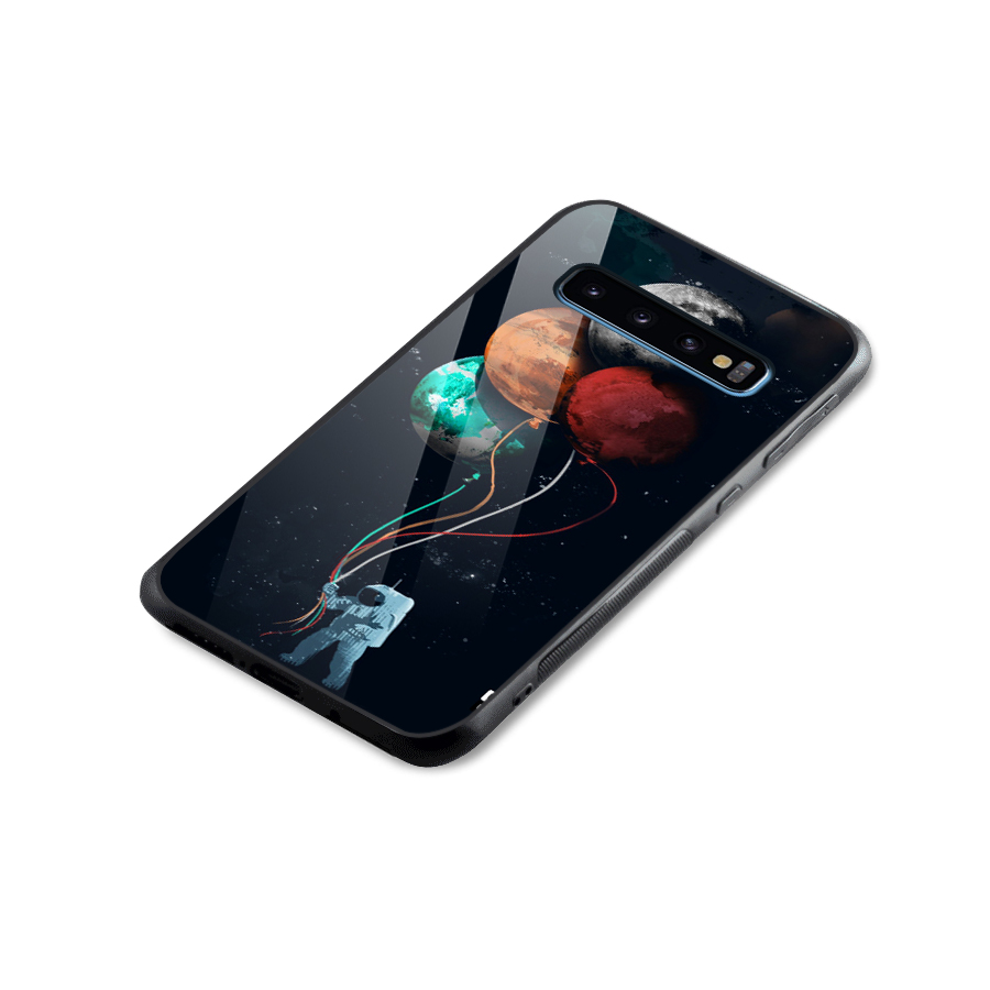 Space Balloons Glass Back Case for Galaxy S10