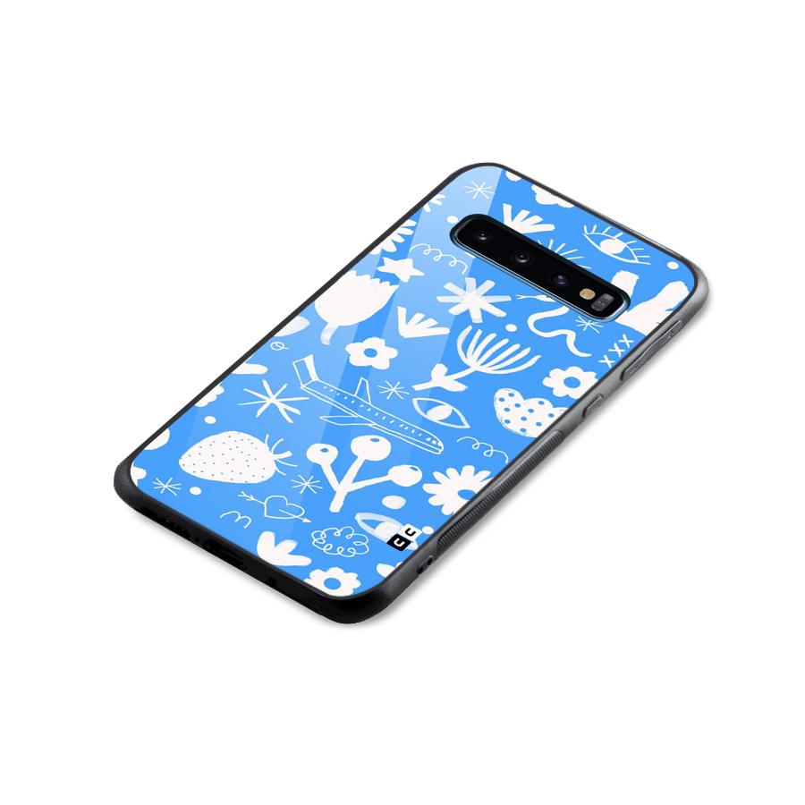 Space Blue Pattern Glass Back Case for Galaxy S10