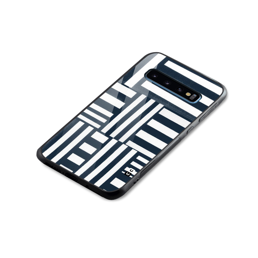 Square  Stripes Glass Back Case for Galaxy S10