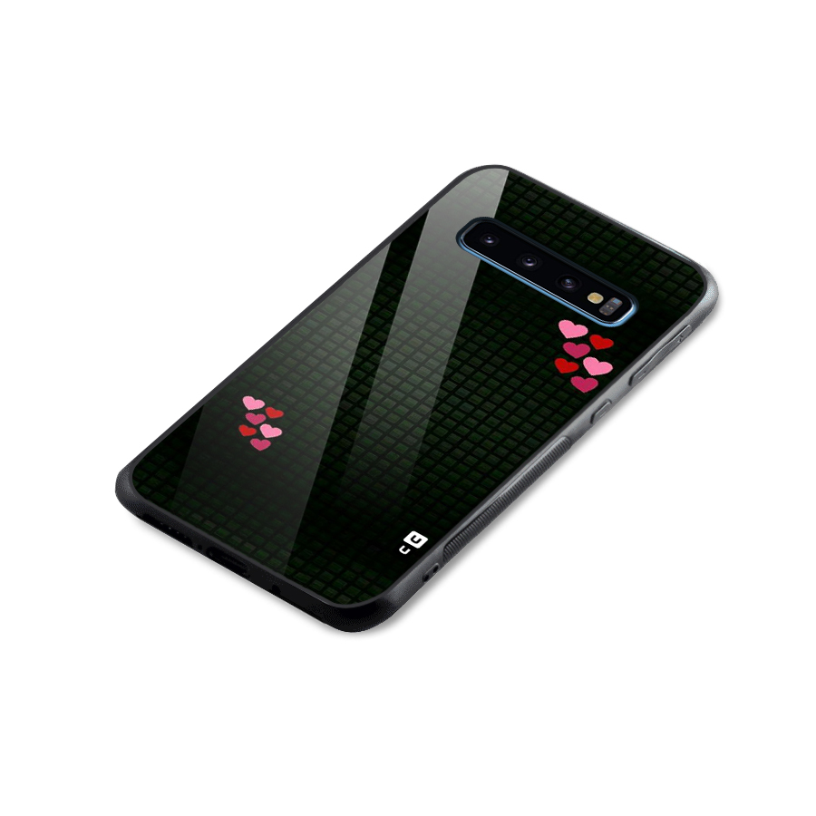 Square and Hearts Glass Back Case for Galaxy S10