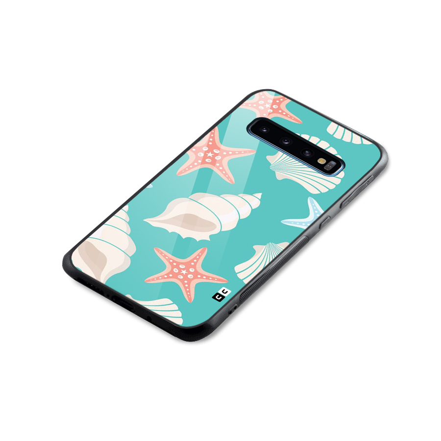 Starfish Sea Shell Glass Back Case for Galaxy S10