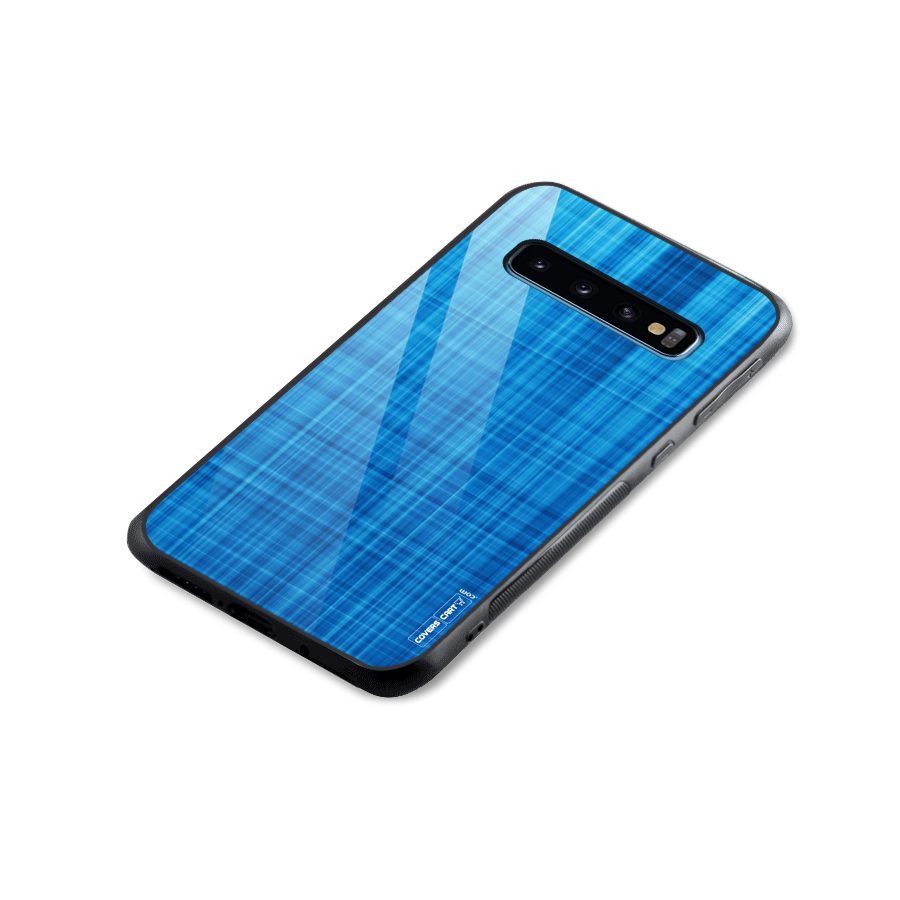 Stripe Blue Abstract Glass Back Case for Galaxy S10