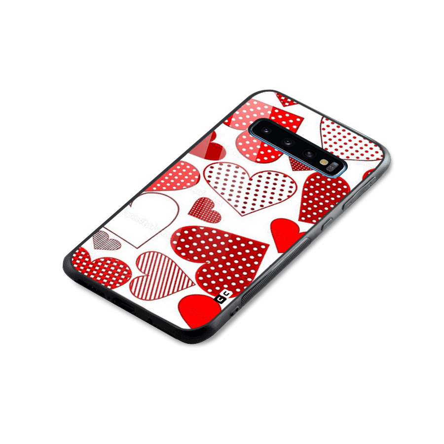 Style Hearts Glass Back Case for Galaxy S10