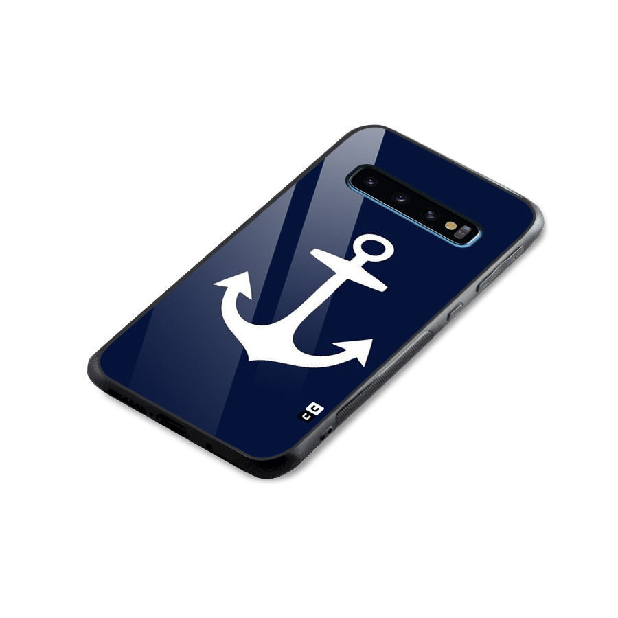Stylish Anchor Design Glass Back Case for Galaxy S10