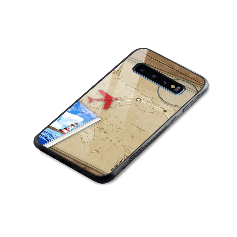 Summer Travel Glass Back Case for Galaxy S10