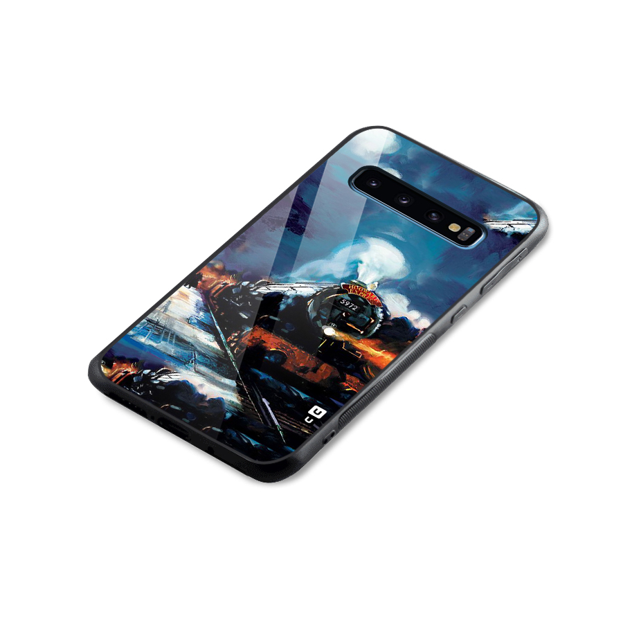 Train Art Glass Back Case for Galaxy S10