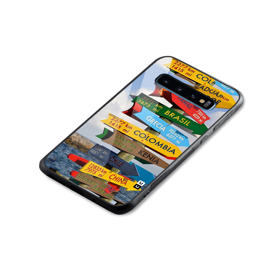Travel Directions Glass Back Case for Galaxy S10