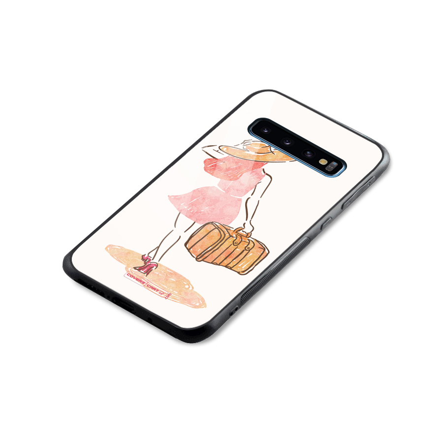 Travel Girl Glass Back Case for Galaxy S10