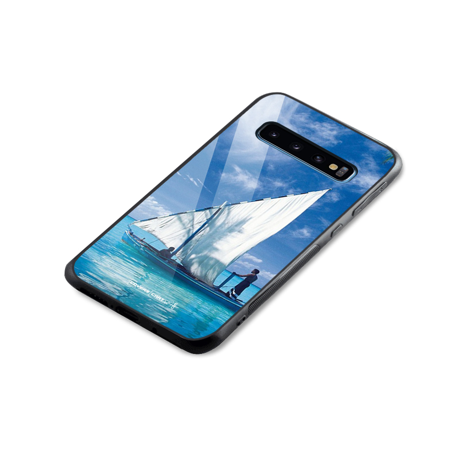 Travel Ship Glass Back Case for Galaxy S10