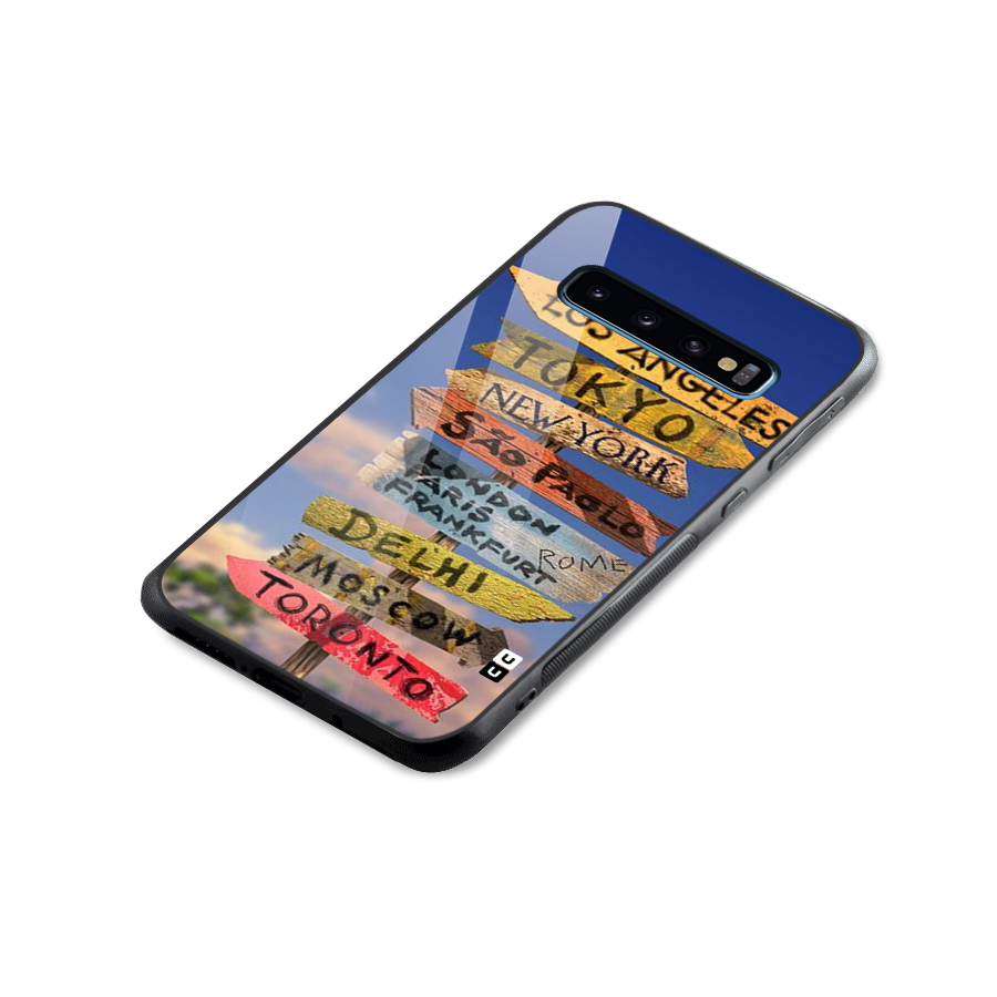 Travel Signs Glass Back Case for Galaxy S10