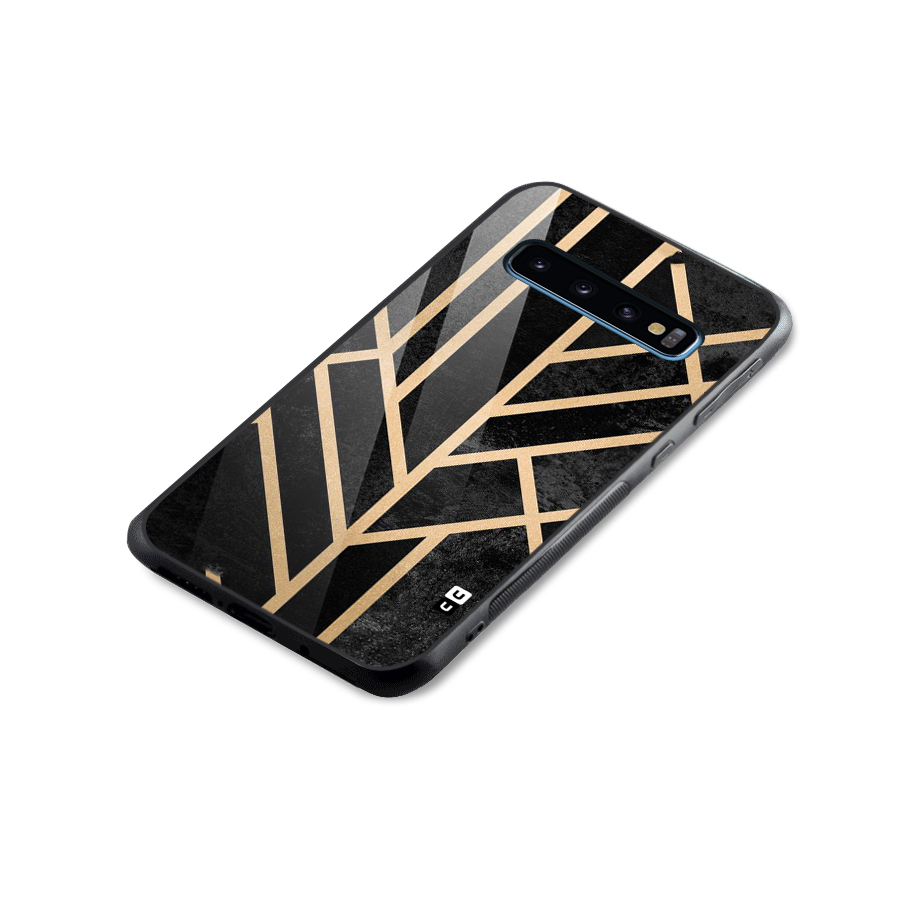 Tri Lines Gold Glass Back Case for Galaxy S10