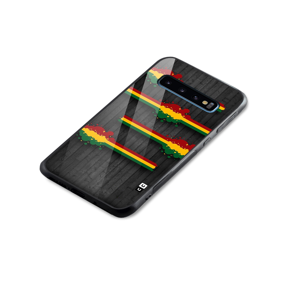 Tricolor Splash Design Glass Back Case for Galaxy S10