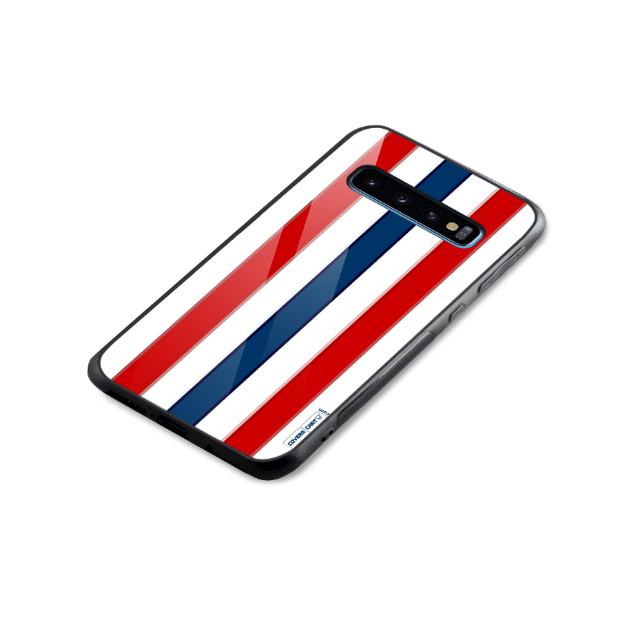 Tricolor Stripes Glass Back Case for Galaxy S10